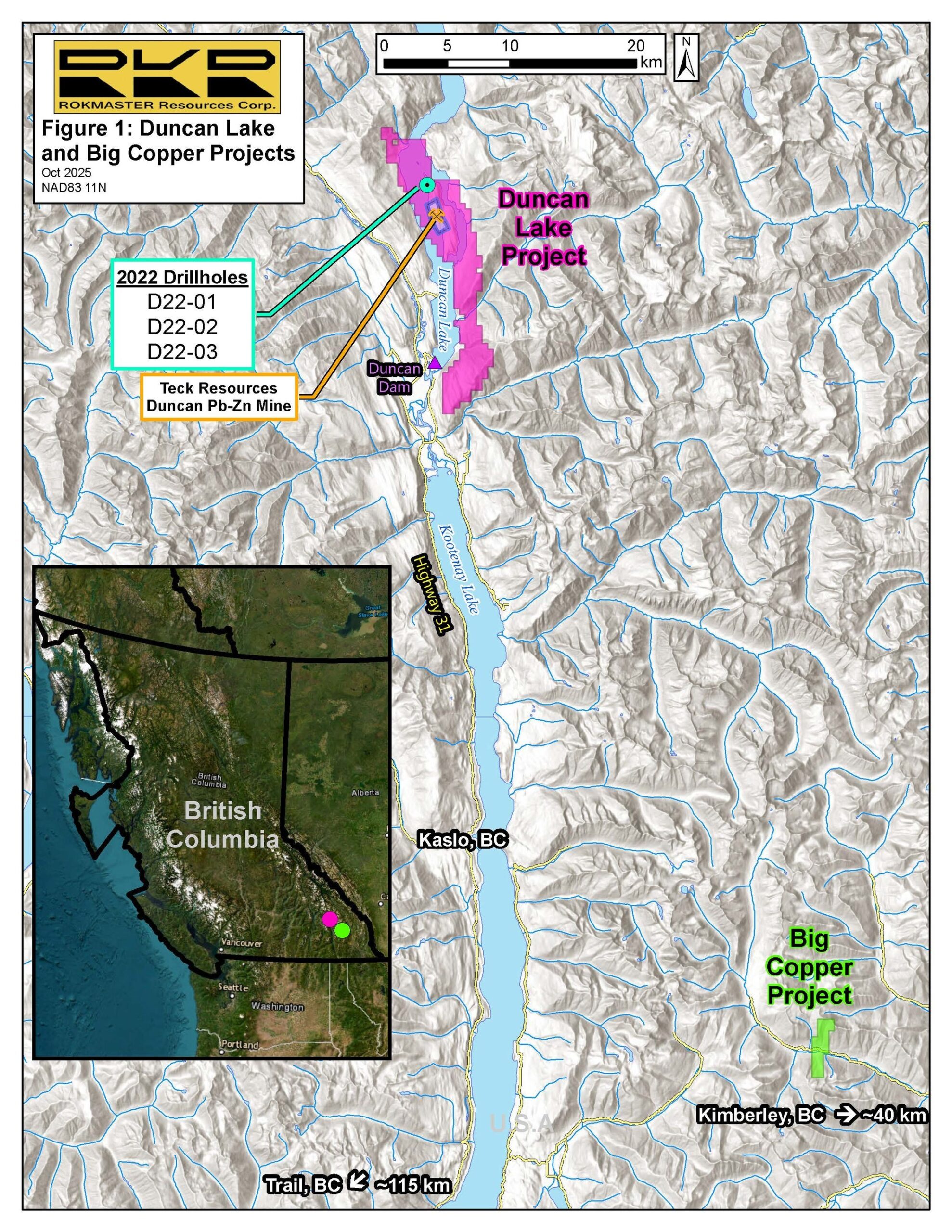 rokmaster-channel-samples-146%-zn+pb-over-4.5-m-on-duncan-lake-project-and-receives-drill-permits-on-duncan-lake-and-big-copper-projects